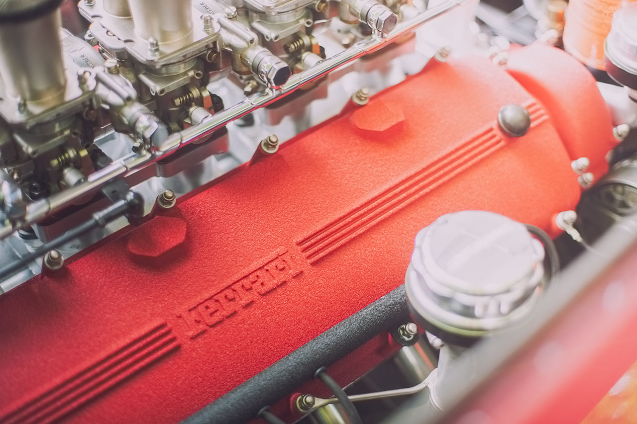 Classic crackle finish Ferrari Colombo V12 with six Weber carbs