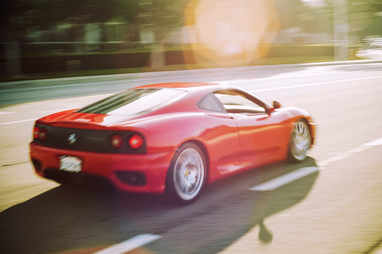 Rosso Corsa Ferrari 360 Coupe on a sunny California morning